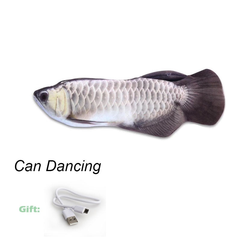 3D Dancing Fish Toy Pet Gifts Charging Cat Electric Fish Stuffed Pillow Doll Simulation Dancing Fish Playing Cat Interactive Toy