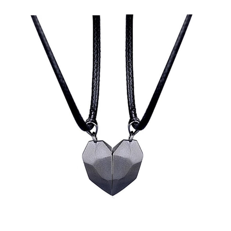 2 Pcs/Set Heart Couple Magnetic Necklace For Women Paired Pendants Chain Lover Girls Party Choker Valentine&#39;s Day Jewelry Gift