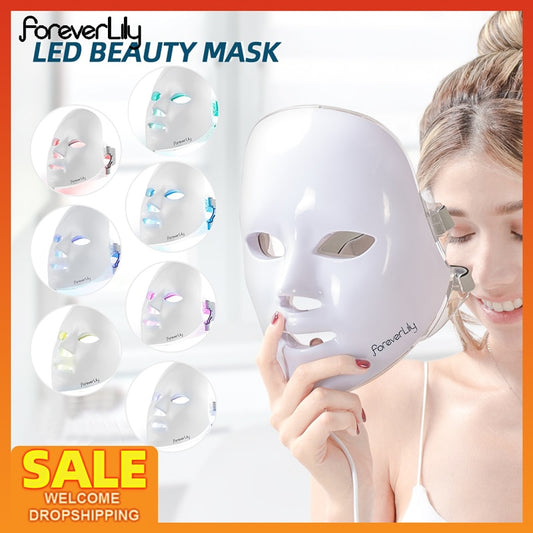 7 Colors Light LED Facial Mask Skin Rejuvenation LED Mask Phototherapy Face Care Beauty Anti Acne Whitening Wrinkle Removal Mask