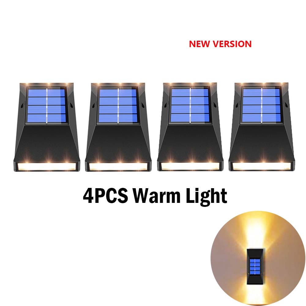 4 PACK Solar LED Light Outdoor Waterproof Garden Light Solar Powered Sconces Wall Lamps LED Garden Lights Outdoor Solar Lamp