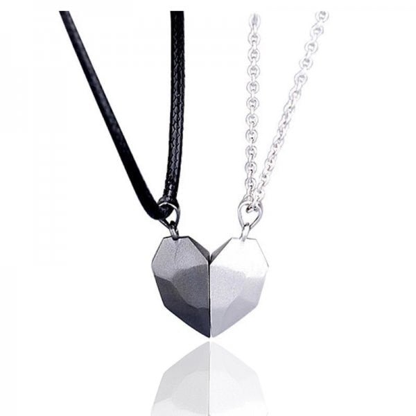 2 Pcs/Set Heart Couple Magnetic Necklace For Women Paired Pendants Chain Lover Girls Party Choker Valentine&#39;s Day Jewelry Gift