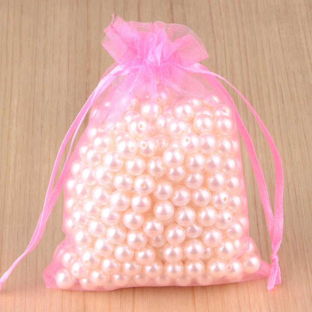 100pcs 24 Colors Jewelry Packaging Bag 5*7 7*9 9*12 10*15cm Organza Bags Gift Storage Wedding Drawstring Pouches Wholesales
